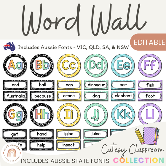 Cutesy Classroom Decor - Alphabet Word Wall - Miss Jacobs Little Learners