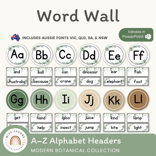 Alphabet Word Wall - Modern Botanical Classroom Decor