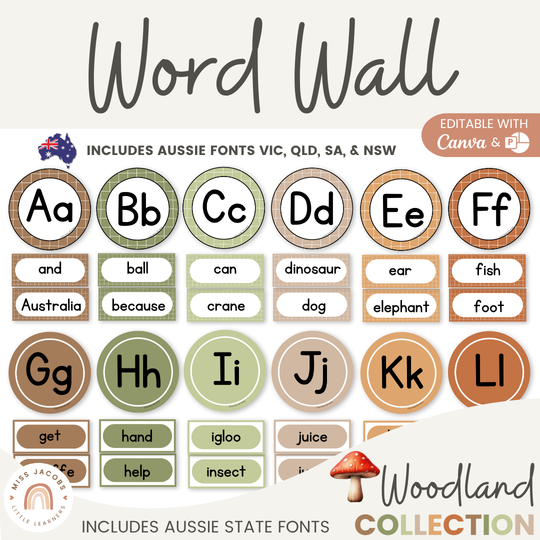 Alphabet Word Wall - Woodland Theme Classroom Decor