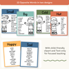 Antonym Posters - Cute Jungle Animal English Decor - Miss Jacobs Little Learners
