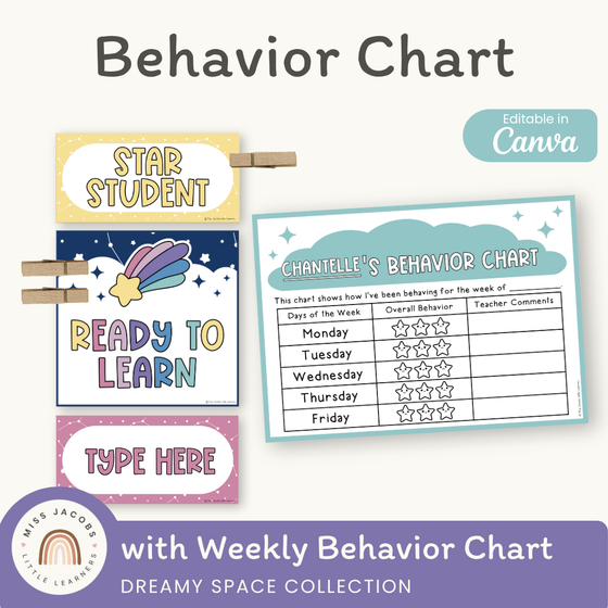 Behavior Clip Chart - Dreamy Space Classroom Decor - Miss Jacobs Little Learners