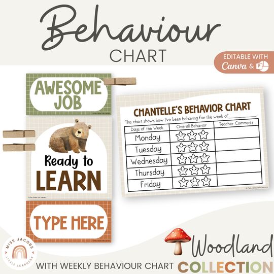 Behavior Clip Chart - Woodland Theme Classroom Decor