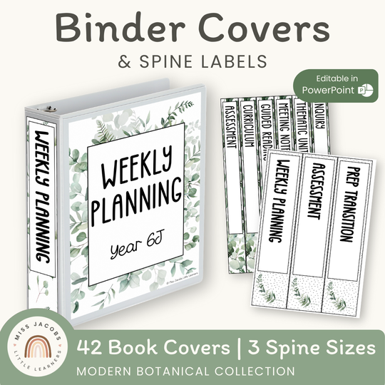 Binder Covers and Spines Template - Modern Botanical Decor