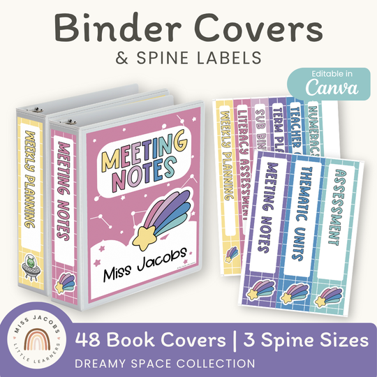 Binder Covers and Spine Labels - Dreamy Space Theme Classroom Decor