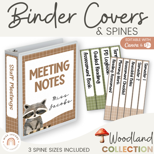 Binder Covers and Spine Labels - Woodland Theme Classroom Decor
