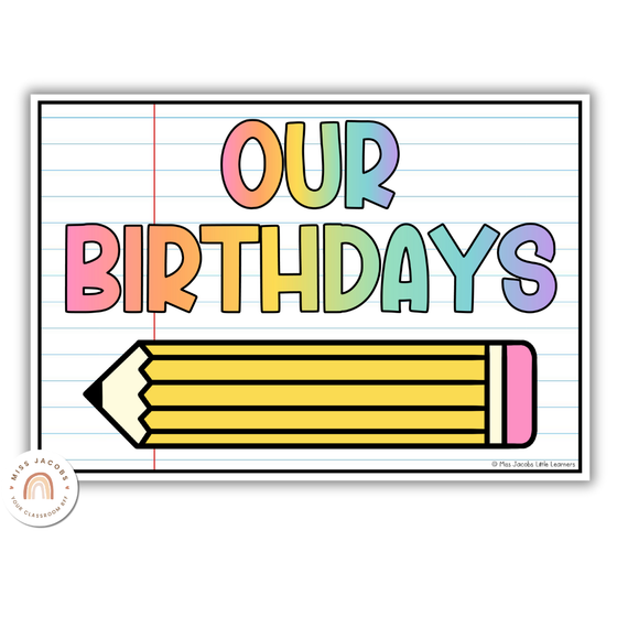 Birthday Chart - Cutesy Classroom Decor - Miss Jacobs Little Learners