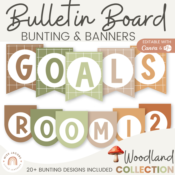 Bunting Banners - Bulletin Board Letters - Woodland Classroom Decor - Miss Jacobs Little Learners