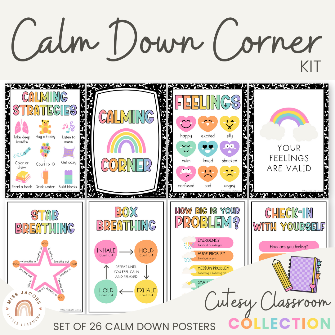 calm-down-corner-posters-cutesy-classroom-theme-miss-jacobs for Free Printable Calming Corner Posters Calm Down Corner Posters - Cutesy Classroom Theme - Miss Jacobs for Free Printable Calming Corner Posters