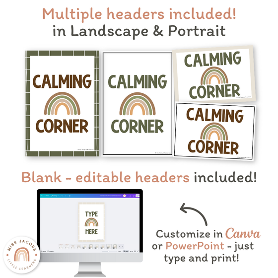 Calm Down Corner Posters - Woodland Theme Classroom Decor - Miss Jacobs Little Learners