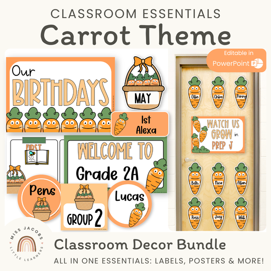 Carrot Theme Classroom Essentials Decor Pack