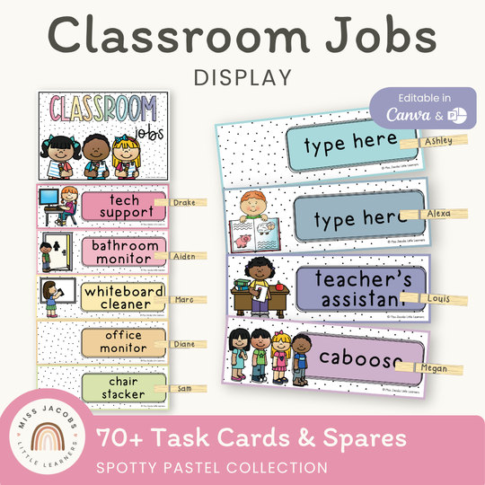 Classroom Job Chart - Spotty Pastel Decor