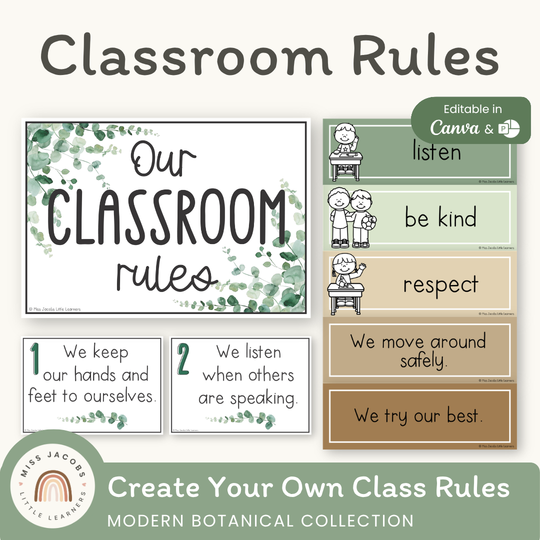 Classroom Rules and Expectations Posters - Modern Botanical Decor