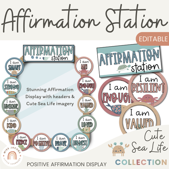 Affirmation Station  - Cute Sea Life Classroom Decor