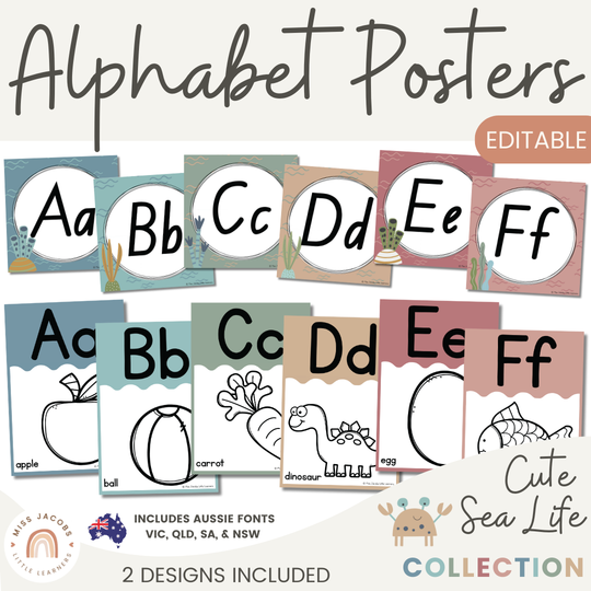 Alphabet Posters - Cute Sea Life Classroom Decor