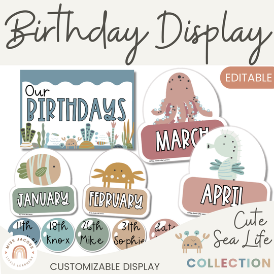 Birthday Display - Cute Sea Life Classroom Decor