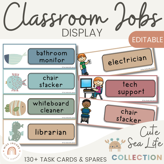 Classroom Job Chart - Cute Sea Life Classroom Decor