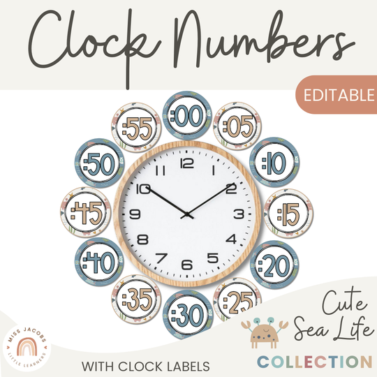 Clock Labels - Cute Sea Life Classroom Decor