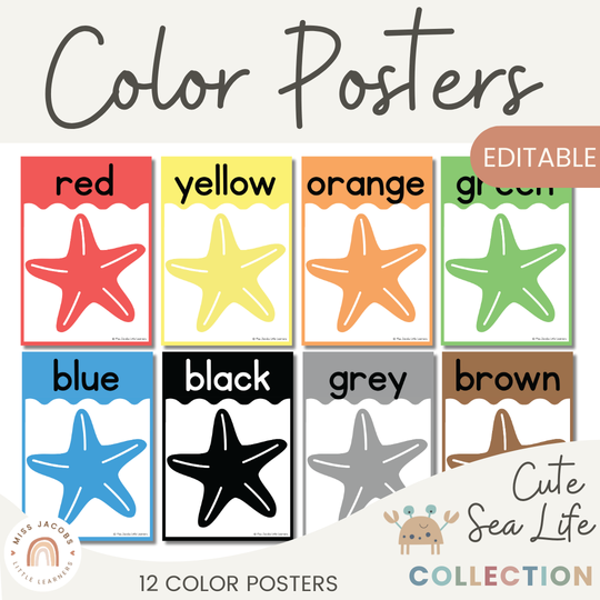 Color Posters - Cute Sea Life Classroom Decor
