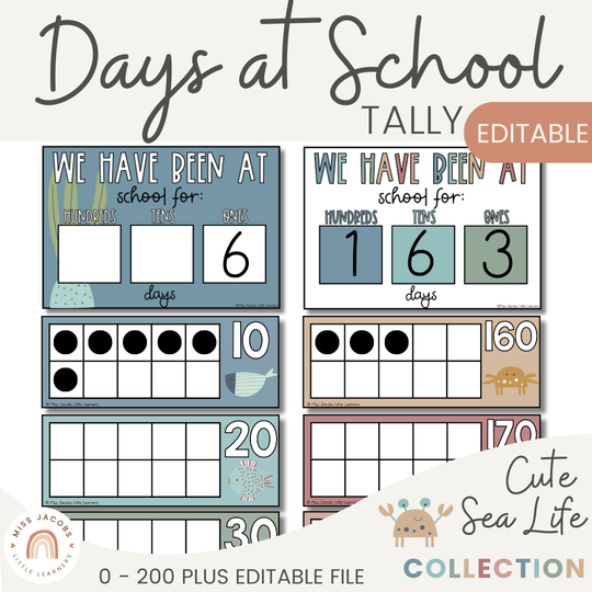 Days At School Tally Display - Cute Sea Life Classroom Decor