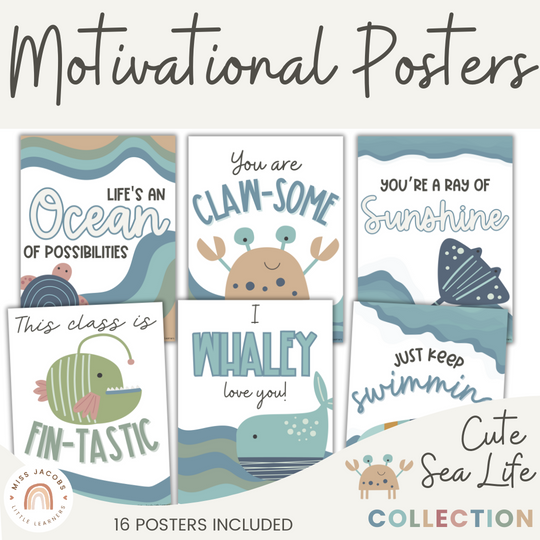 Inspirational Classroom Posters - Cute Sea Life Decor