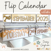 Flip Calendar | Interactive Date Display | Daisy Gingham Neutrals Classroom Decor - Miss Jacobs Little Learners