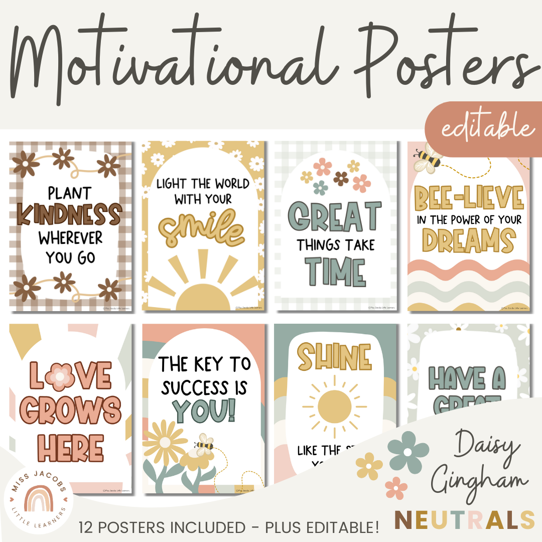 Motivational Classroom Posters | Growth Mindset Bulletin Board | Daisy ...