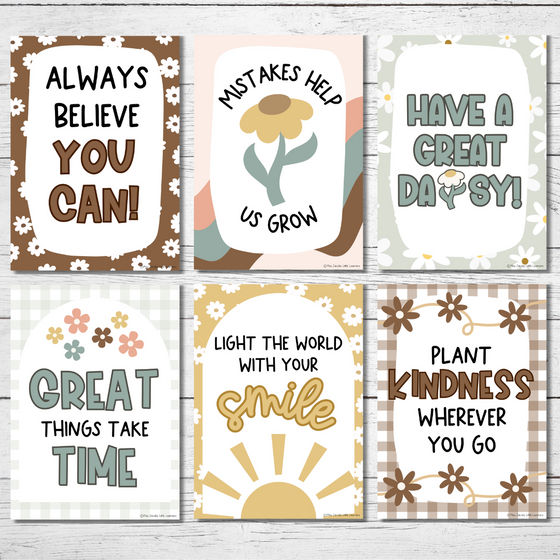 Motivational Classroom Posters | Growth Mindset Bulletin Board | Daisy Gingham | Editable - Miss Jacobs Little Learners