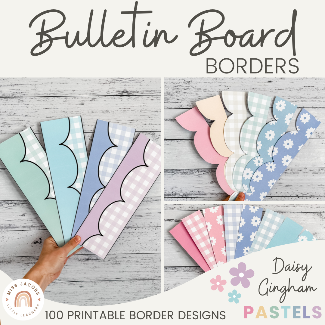 Daisy Gingham Pastels Bulletin Board Borders - Miss Jacobs Little Learners daisy-gingham-pastels-bulletin-board-borders-miss-jacobs-little-learners