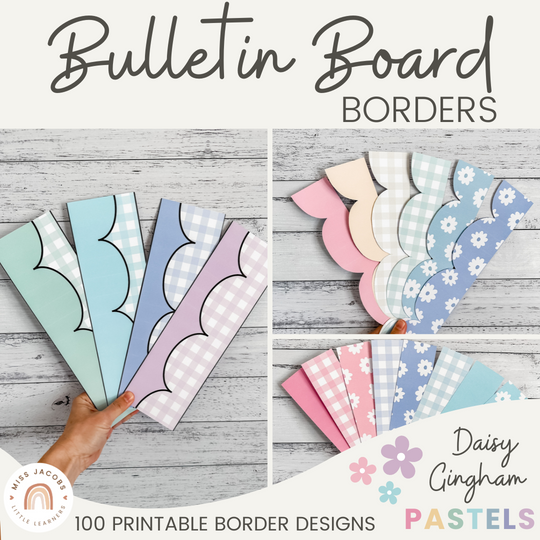 Bulletin Board Borders - Daisy Gingham Pastels Decor