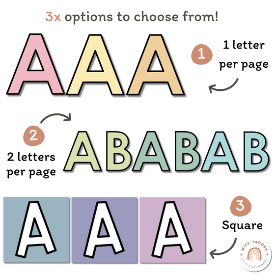 4 Pastel Lettering Bulletin Board Lettering Pack | Daisy Gingham Pastels
