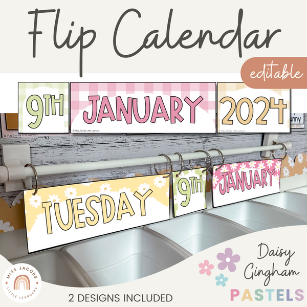 Flip Calendar | Interactive Date Display | Daisy Gingham Pastels Class - Miss Jacobs Little Learners flip-calendar-interactive-date-display-daisy-gingham-pastels-class-miss-jacobs-little-learners