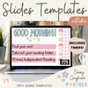 Morning Meeting Slides | Google Slides with Timers | Daisy Gingham Pastels Classroom Decor | Editable - Miss Jacobs Little Learners