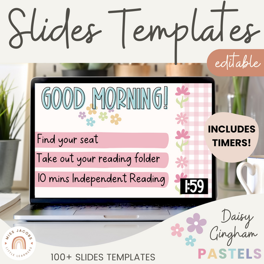 Google Morning Slides & PowerPoint Templates - Daisy Gingham Pastels