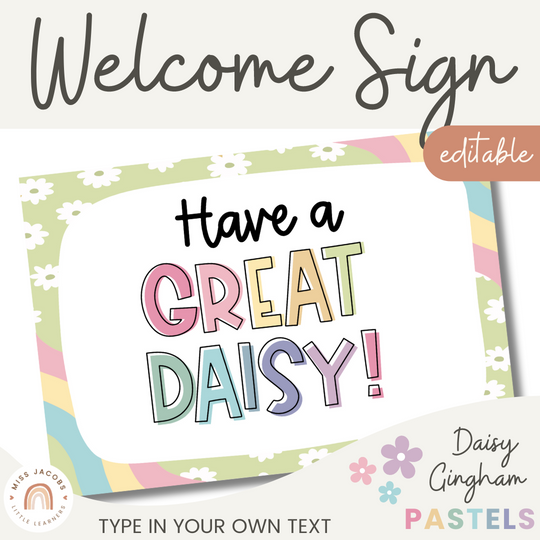 Welcome Posters - Daisy Gingham Pastels Decor