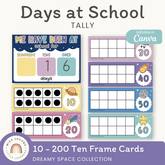 Days at School Tally Display - Dreamy Space Theme Classroom Decor - Miss Jacobs Little Learners