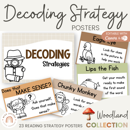 Decoding Reading Strategies Posters - Woodland Classroom Decor
