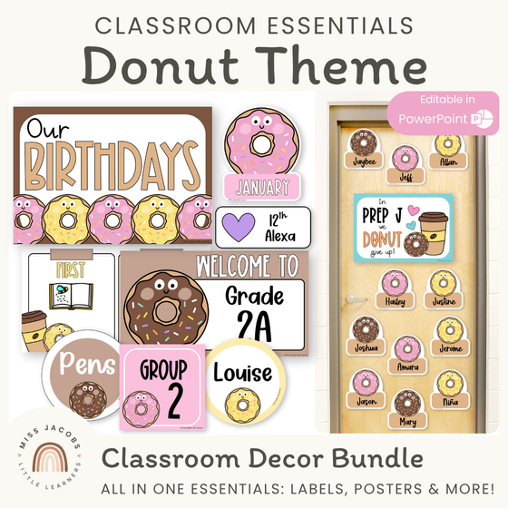 Donut Theme Classroom Essentials Decor Pack - Miss Jacobs Little Learners