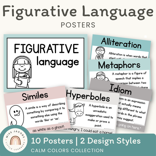 Figurative Language Posters - Calm Colors English Decor