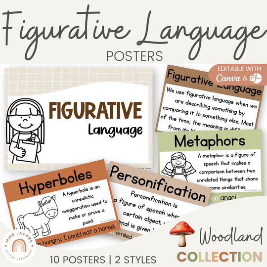 Figurative Language Anchor Chart - Woodland Classroom Decor