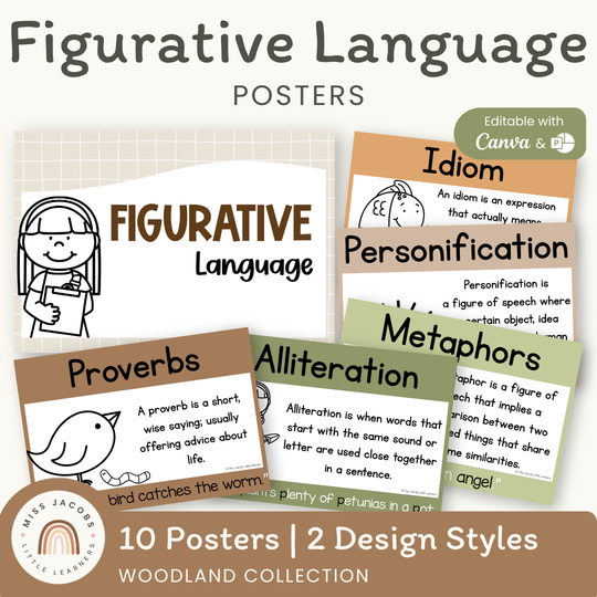 Figurative Language Anchor Chart - Woodland Classroom Decor