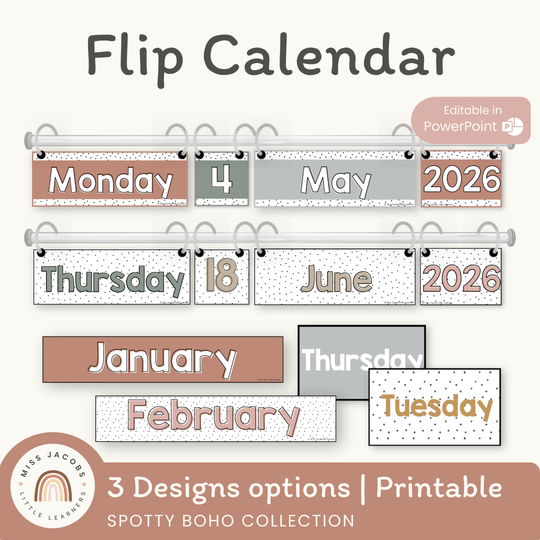 Flip Calendar - Spotty Boho Classroom Decor