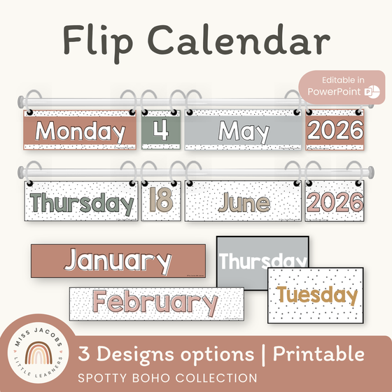 Flip Calendar - Spotty Boho Classroom Decor – Miss Jacobs Little Learners