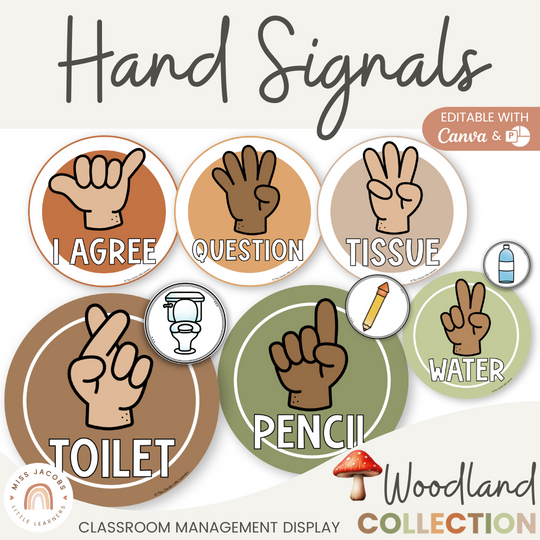 Hand Signals Posters - Woodland Theme Classroom Decor