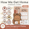 How We Get Home Dismissal Chart - Boho Vibes Classroom Decor - Miss Jacobs Little Learners