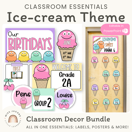 Ice Cream Theme Classroom Essentials Decor Pack - Miss Jacobs Little Learners
