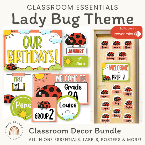 Ladybug Theme Classroom Essentials Decor Pack - Miss Jacobs Little Learners