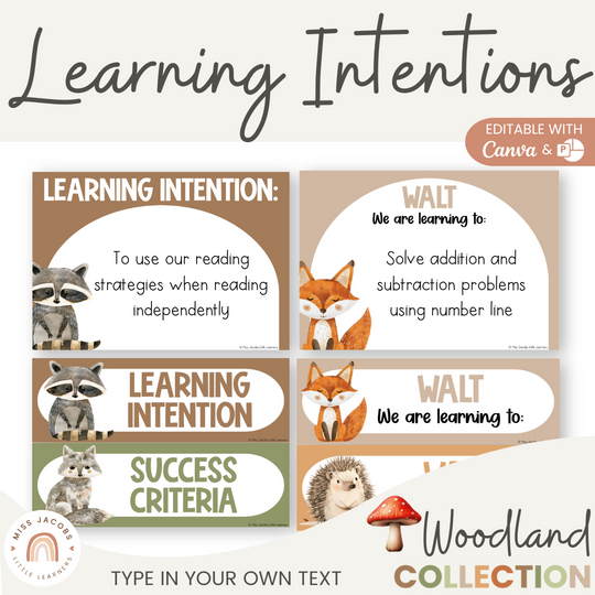 Learning Intentions and Success Criteria Display - Woodland Decor