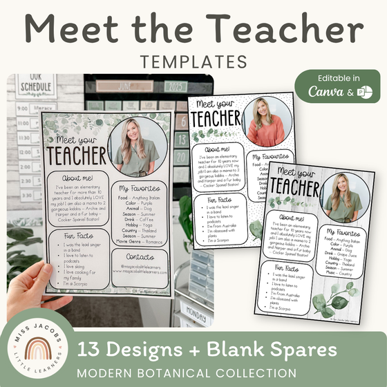Meet the Teacher Templates - Modern Botanical Theme - Miss Jacobs ...