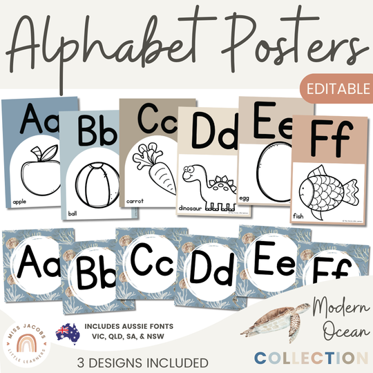 Alphabet Posters - Modern Ocean Classroom Decor