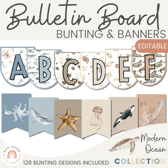 Bunting & Banners - Bulletin Board Letters - Modern Ocean Theme